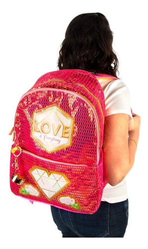 Mochila Polinesios Love Color Rosa chicle Diseño de la tela Textura