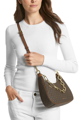 Bolsa Shoulder Bag Michael Kors Jet Set 35s2g4cw3b Cora Zip Shoulder Bag Logo Brown Color Marrón Oscuro