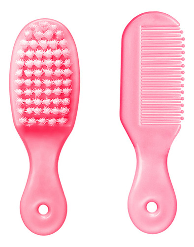 Kit Escova E Pente Para Bebe Cabelo Cerdas Macias - Adoleta Cor Rosa
