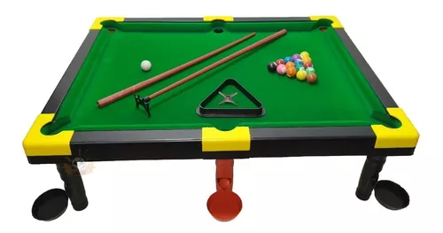 Mesinha de Jogo Sinuca 40CM Infantil Snooker Brilhar Com 02 Tacos