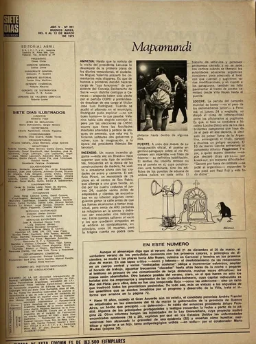 Siete Días, Angela Davis, Jakie Onassis 1972 Ex6 (Usado)