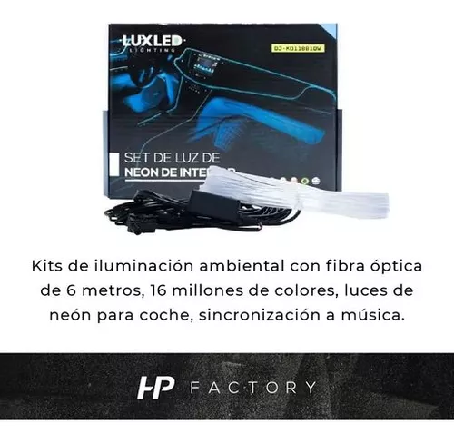 Tira de luz interior LED para coche, 16 Millones de Colores Luces