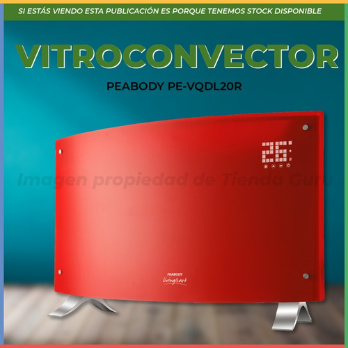 Imagen 2 de 6 de Vitroconvector Peabody Curvo Digital C/luz 2000w Pe-vqdl20r