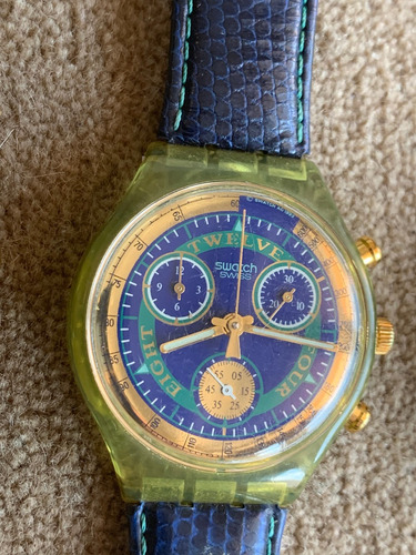 Relogio Swatch, Anos 90, Cronografico,en Otimo Estado,couro
