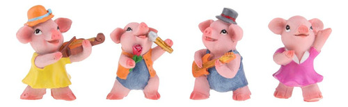 4x Cute Mini Pig Toy Figures Kit Fairy Garden Terrario Prop
