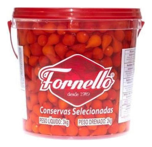 Pimenta Biquinho Em Conserva Premium Balde 2 Kg Fornello