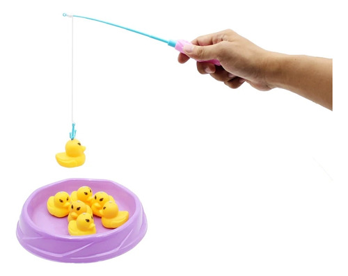 Juego De Pescar Infantil Patitos Con Caña Iman Pescamagic