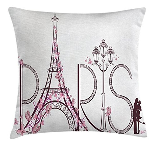 Lunarable Paris Throw Pillow Funda De Cojín, Torre Eiffel Co