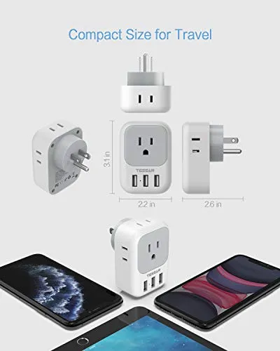 Divisor De Enchufes Múltiples Con Cargador De Pared Usb, Tes