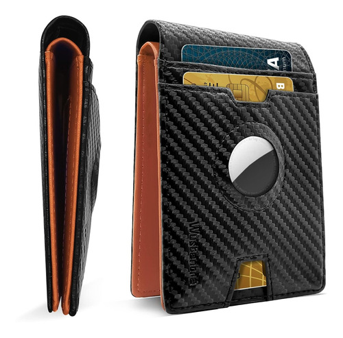 Airtag Wallet Holder Case, Minimalista Rfid Bloqueo Bif...