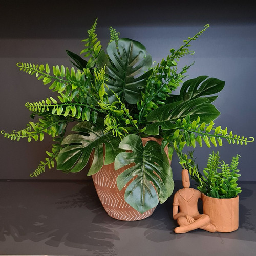 Kit 3 Planta Artificial Costela De Adão Para Parede Verde