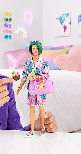 Barbie Extra Fly Muñeco Ken Look Tematica Tropical.