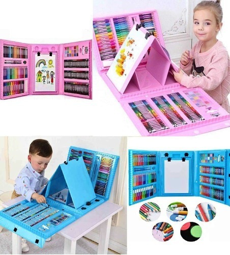 Imagen 5 de 9 de Set De Arte - Kit Dibujo 208 Piezas Para Niños