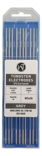 Electrodo De Tungsteno Punta Gris 2.4mm Ref Wce20 Tig