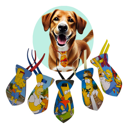 Kit50 Gravatas Tam G Pet Eva Simpsons Personagens Cão E Gato