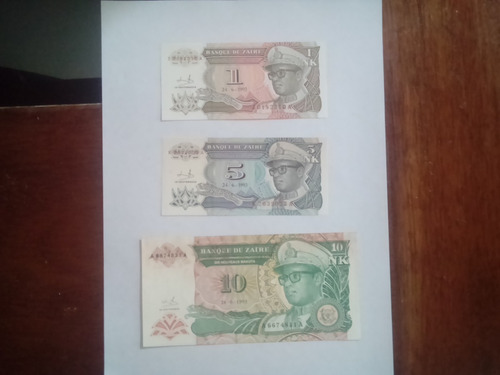 Billete Zaire (africa) 1, 5 Y 10 Makutas