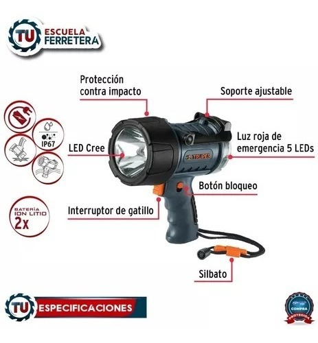 Lámpara De Led 300 Lm Recargable Alta Potencia 12983