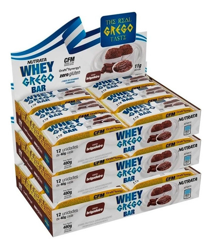 3x Whey Bar Grego - Caixa Com 12 Unidades Cada - Nutrata Sabor Morango/maracuja/limao