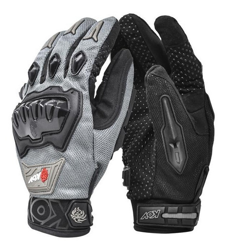 Guantes Para Moto Kov Delta Gris Con Limpiador De Mica 