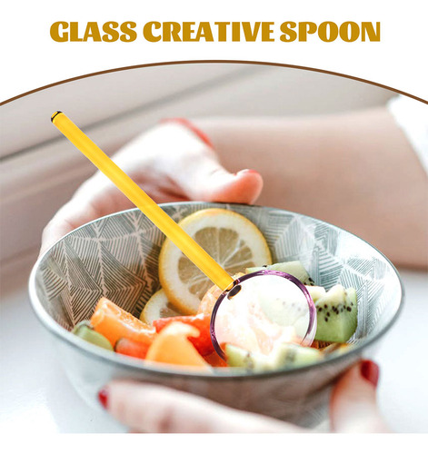 Cuchara De Postre De Vidrio De 2 Piezas Con Mango Largo Para
