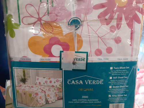 Juego De Sabana King Zize 2x2 Marca Casa Verde
