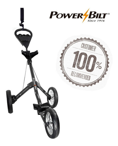 Imagen 2 de 6 de Rieragolf Carro Manual Golf 3 Ruedas Powerbilt C/portaparagu
