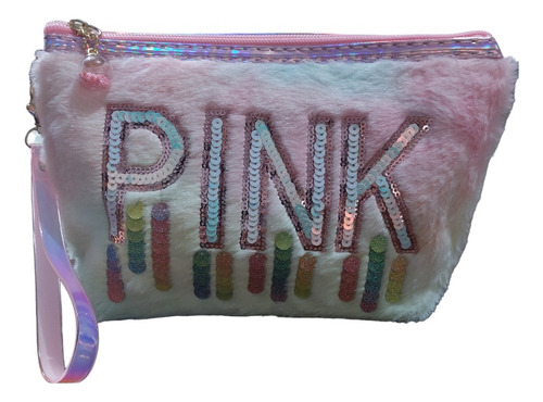 Porta Cosmético /cartuchera /neceser Pink Cute De Felpa