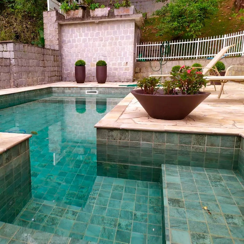 Revestimiento Ceramica Simil Bali Palau Piscina Pileta 10x10 Verde