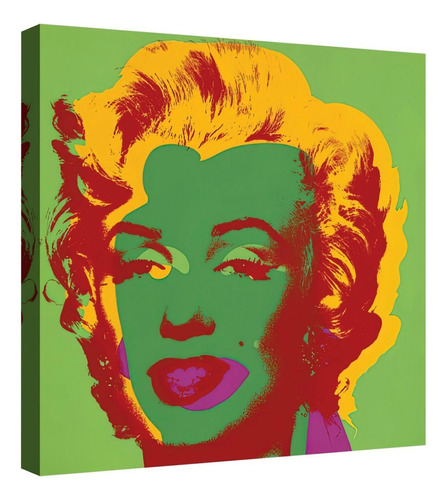 Cuadro Decorativo Canvas Canvas Andy Warhol Marilyn Monroe Color Verde Armazón Natural