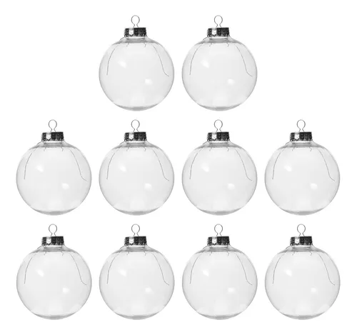 10 Bolas De Plástico Transparente De Navidad De 4 PuLG...