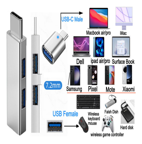 Adaptador Usb C A Usb De 5 Piezas, Usb 3.0 C A Usb A A Usb-c