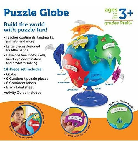Learning Resources Globo Terráqueo Rompecabezas, 14 Piezas