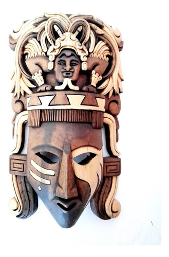 Mascara De Madera Dios Descendiente Maya Artesanía Tulum 