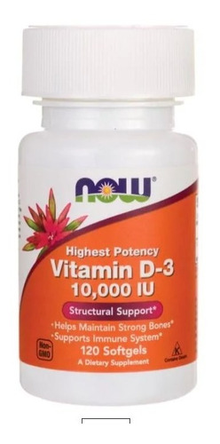 Vitamin D3 10000 Iu Now, 120 Capsulas Blandas