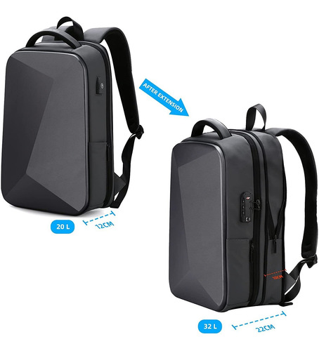 Imagen 2 de 6 de Morral Para Laptop Fenruien Rígida Impermeable Negro