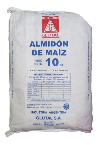 Almidon De Maiz Fecula X 10kg | Sin Tacc | Sin Gluten Glutal