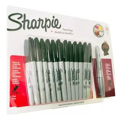 Sharpie Marcador Permanente Punto Fino Negro 26 Piezas