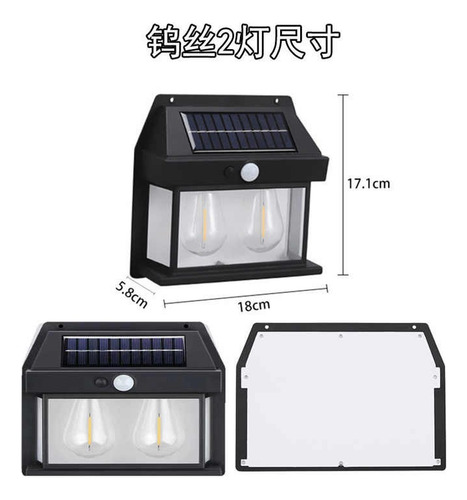 Pack X 2 Lampara Solar Led Ampolleta Doble Pared Aplique