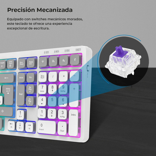 Teclado Multidispositivo Acteck Techno Ti790 Rgb Inalambrico