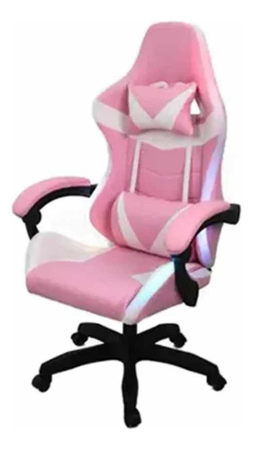 Silla Gamer Rosa Pro Ergonomica Reclinable Cojin Lumbar