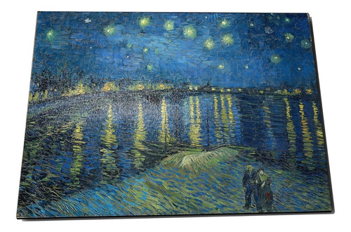 Placa Decorativa Noite Estrelada Sobre O Ródano Van Gogh Art Cor Marrom