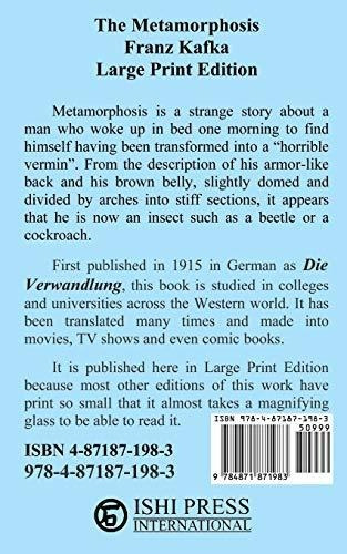 The Metamorphosis Franz Kafka Large Print Edition, De Kafka, Franz., Vol. 1. Editorial Ishi Press, Tapa Blanda, Edición Large Print Edition En Inglés, 2018