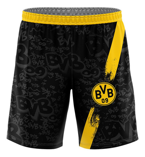 Short Futbol Kapho Dortmund Home Black Adultos