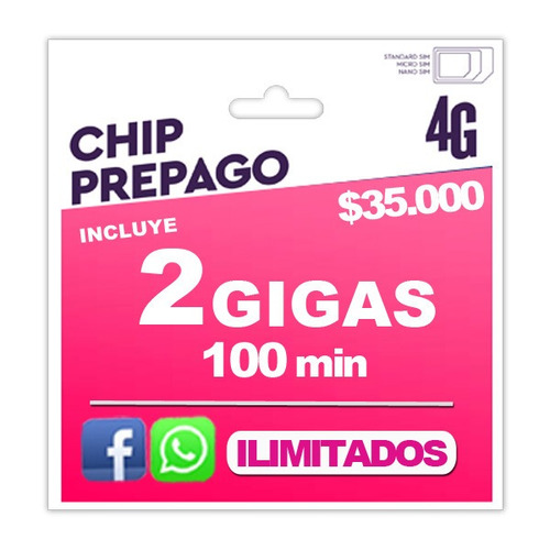 Simcard Avantel 2gb + 100 Min + Whatsapp+face Tiendacel