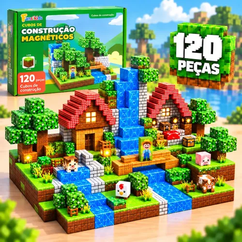 Blocos Magnéticos De Montar 96 Peças Brinquedo Educativo 120 Blocos
