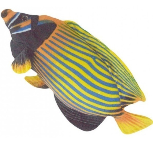 Peixe De Pelúcia Amarelo Listrado 40 Cm Lavável Antialérgico