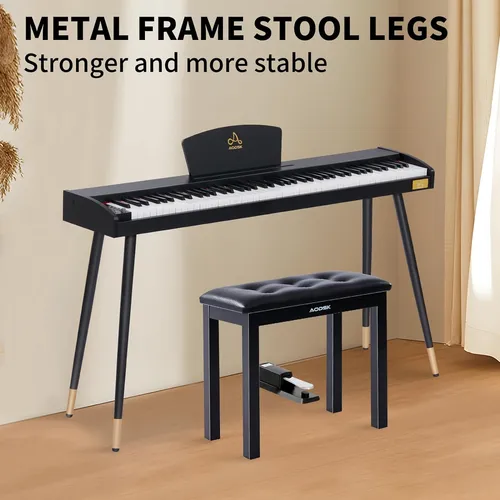 Banqueta De Piano Cojín Acolchado, Material De Patas D...