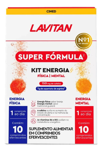 Kit Lavitan Energia Suplemento Alimentar Efervescente Sabor Laranja/guarana