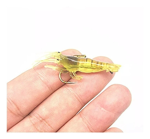 Kit 10 Isca Artificial Camarão Silicone Anzol Pesca