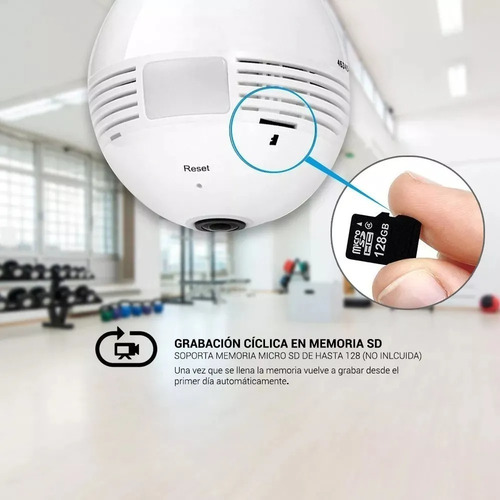 Imagen 7 de 8 de Foco Lámpara Led Cámara Espía 360° Wifi Sonido Sensor Alarma